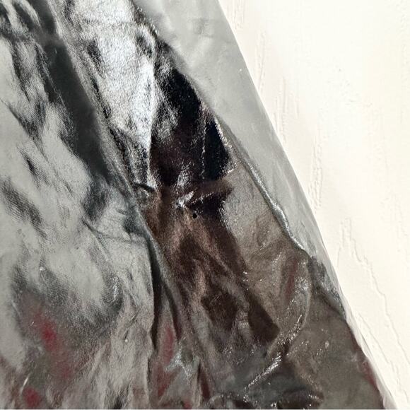 Jane Post Black Patent Shiny Boxy Rain Coat Poncho Jacket Snap Button Back 1X - Picture 8 of 14